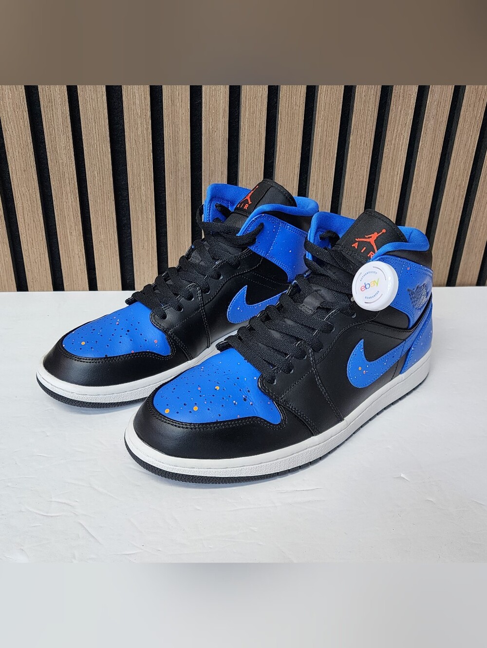 Nike Air Jordan 1 Retro Mid Royal Paint Splatter 554724-048 Mens Size 10.5